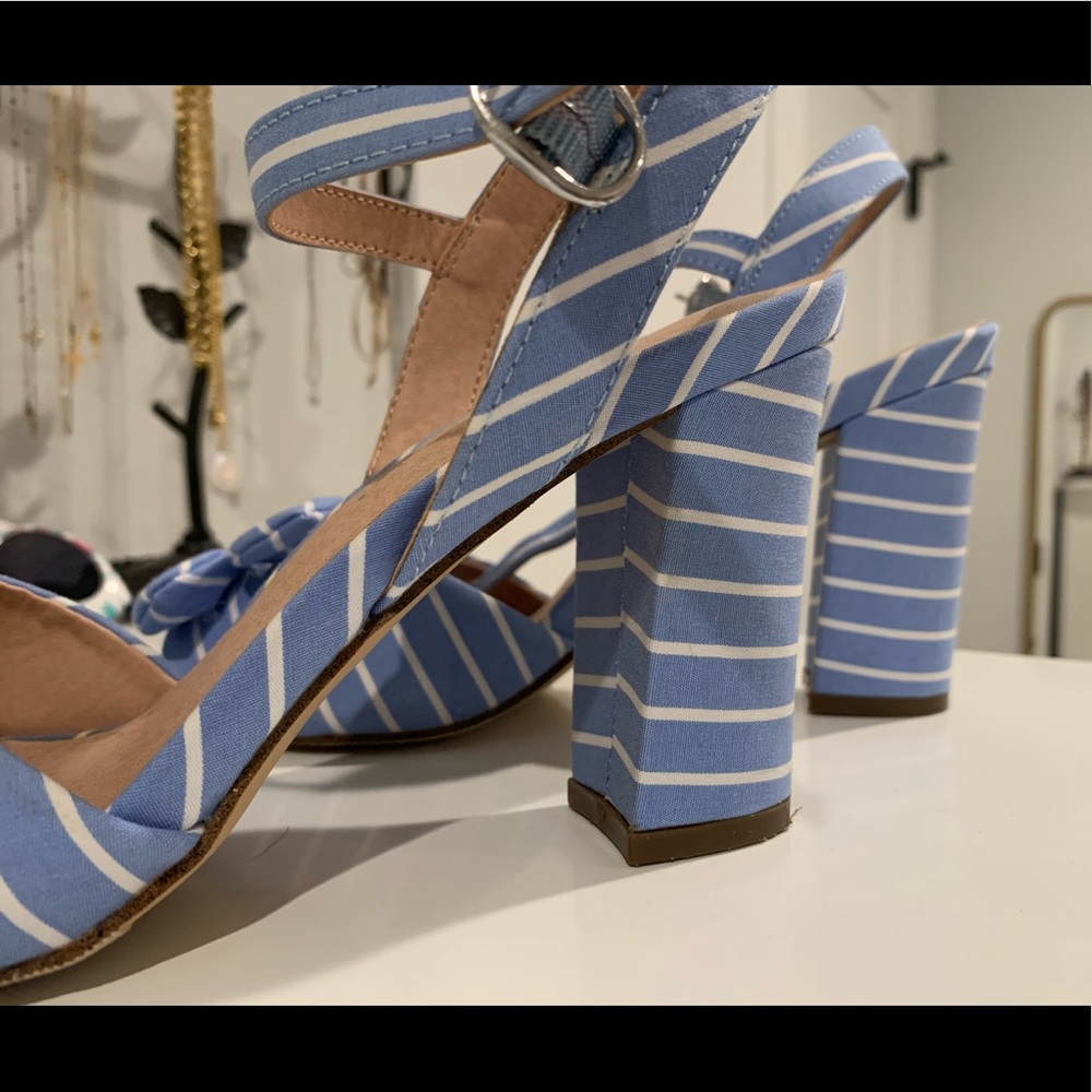 Madden Girl blue and white stripped heels